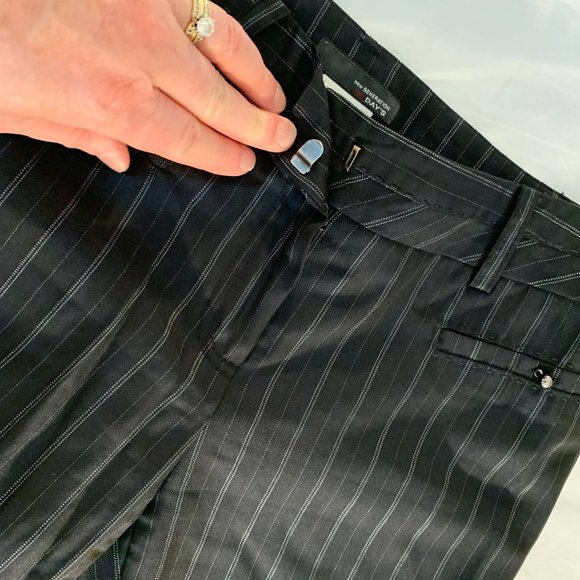 New Generation The Day's Black and White Pinstripe Wide Leg Pants - Picture 3 of 12